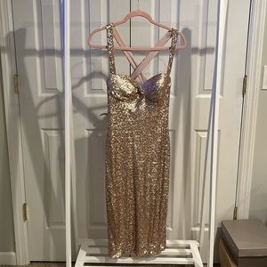 Asos Sequin Gold Dress Size 8